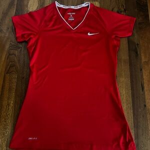 Nike Pro Women’s Red Dri-FIT V-Neck Training Tee